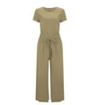 thumbnail image 5 of MSJUHEG Jumpsuits For Women Dressy Joggers For Women Women'S Solid Color High Waist Short Sleeve Showing Thin Trousers Women'S Fashion Casual Loose Type Jumpsuit Jumpsuit Beige L, 5 of 5