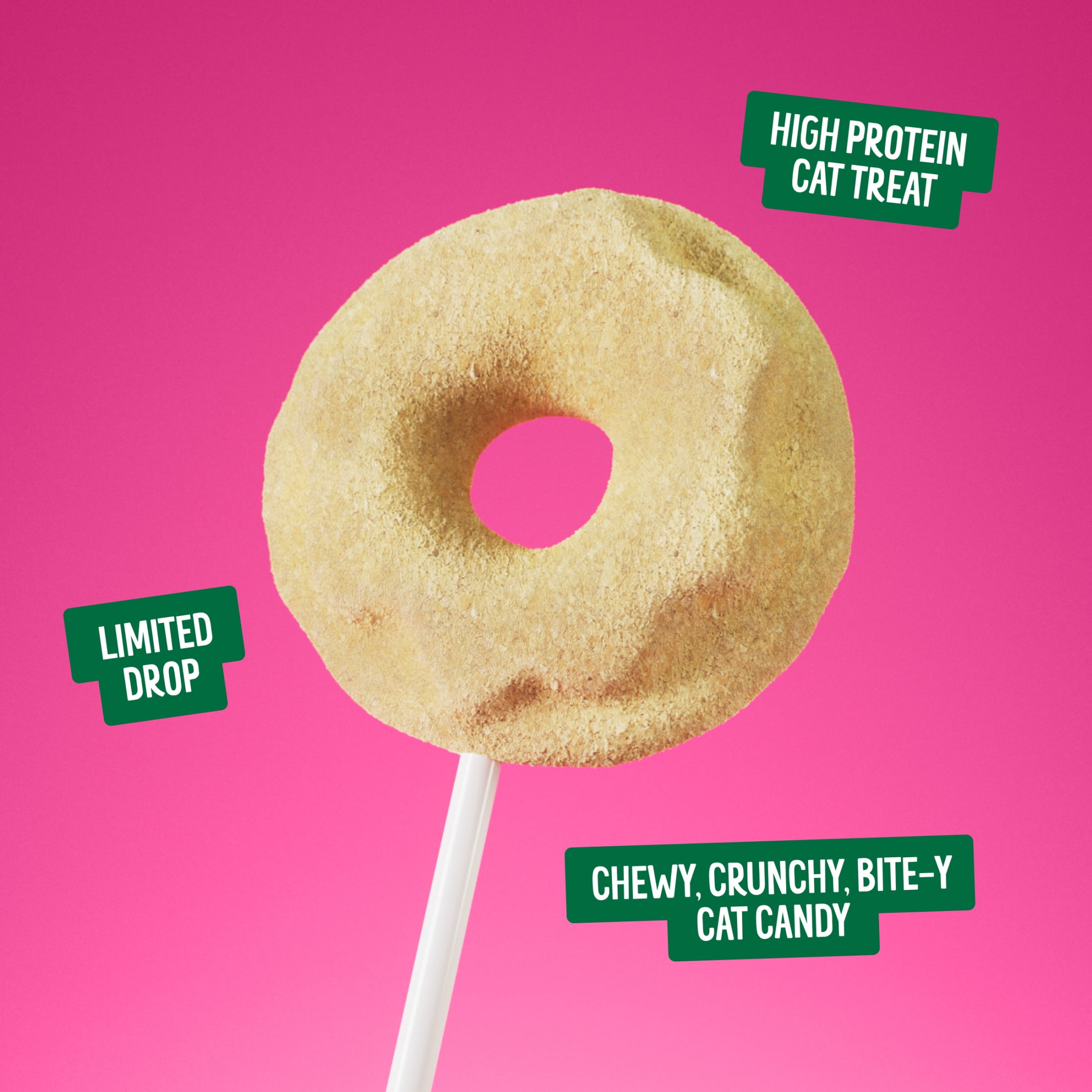 BONKERS Purrpops Krispy Kreme Limited-Edition Freeze-Dried Chicken Flavored Lollipop Cat Treats, 4 pack