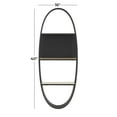 thumbnail image 3 of DecMode 16" x 6" Oval 2-Tier Black Wall Shelf with Wood Accents, 3 of 13