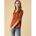 thumbnail image 4 of AllegK BluDe ManDe CampaCon Cuello En V Y Volantes PaMujer, BluCampesiDe GaInformal Vintage De Verano Rojo marrón 3XL, 4 of 6