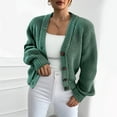 thumbnail image 2 of iHPH7 Cropped Cardigan Long Sleeve Sweaters for Women Casual Outerwear Crop Sweater Fall Cardigans for Women Short Cardigans for Women Fall Sweaters for Women Dark Green L, 2 of 6