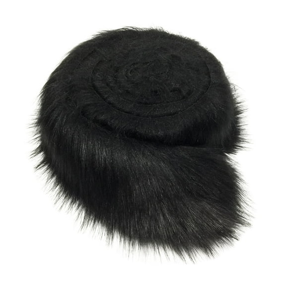 Furryvalley Faux Fur Trim Fur Ribbon Craft Furry Stripe for Slippers Slides Fringe 2 Yards (Black)
