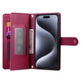 thumbnail image 5 of Allytechgroup Wallet Case for Apple iPhone 16 Pro, 9 Cards Holder + Zipper Pocket + Hand Wrist Shockproof Stand Flip Cover RFID Blocking Phone Case for Women Men, Red, 5 of 7