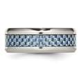 thumbnail image 3 of Auriga Fine Jewelry Stainless Steel Polished with Light Blue Carbon Fiber Inlay 8 mm Band for Men Size 10.5, 3 of 6