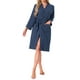 thumbnail image 2 of Batas de algodón INSPIRE CHIC para mujeres, de manga larga, con cuello en V, ropa de descanso suave, bata de baño larga con bolsillos, color azul marino, 2 of 5