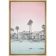 thumbnail image 3 of PixonSign Framed Canvas Print Wall Art Duotone Pink & Teal Beach Houses Nature Ocean Photography Realism Nautical Landscape Colorful Multicolor for Living Room, Bedroom, Office - 16"x24", 3 of 5