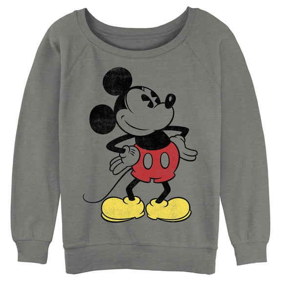 Junior's Mickey & Friends Classic Mickey Distressed Sweatshirt