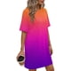 thumbnail image 4 of Mujeres Manga Corta Tops Impresión Casual Cuello Redondo Vendaje Vestido Falda de las Señoras, Vestido de Manga Corta para las Mujeres Primavera Verano Uso Diario, 4 of 6