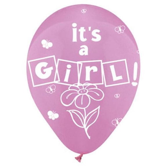 LOONBALLOON Baby Girl Balloons, 12″ GIRL PINK (6 PK)
