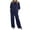 Womens Summer Set - Blue, variant on Plus Size Two Piece Sets for Women Long Sleeve Tops and Drawstring Wide Leg Pants Sequin Glitter Sparkle Shiny Set Casual Holiday Party Outfits with Pockets