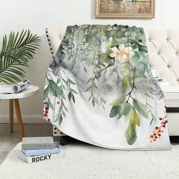 Pratyus Leaves Flowers Lace Gifts Blanket Super Soft Flannel Blankets for Bed Sofa All Seasons Lightweight Decor 40x50in