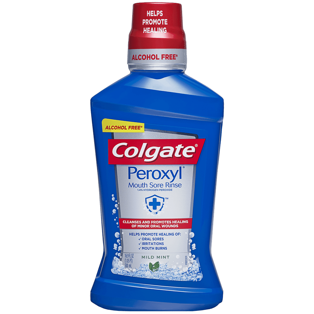 Colgate Peroxyl Antiseptic Alcohol Free Mouth Sore Rinse, Mild Mint ...