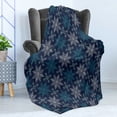 thumbnail image 4 of Snowflake Soft Flannel Fleece Throw Blanket, Winter Holiday Theme 8 Pointed Star Christmas Pattern, Cozy Plush for Indoor and Outdoor Use, 70" x 90", Sea Green Pale Blue, by Ambesonne, 4 of 5
