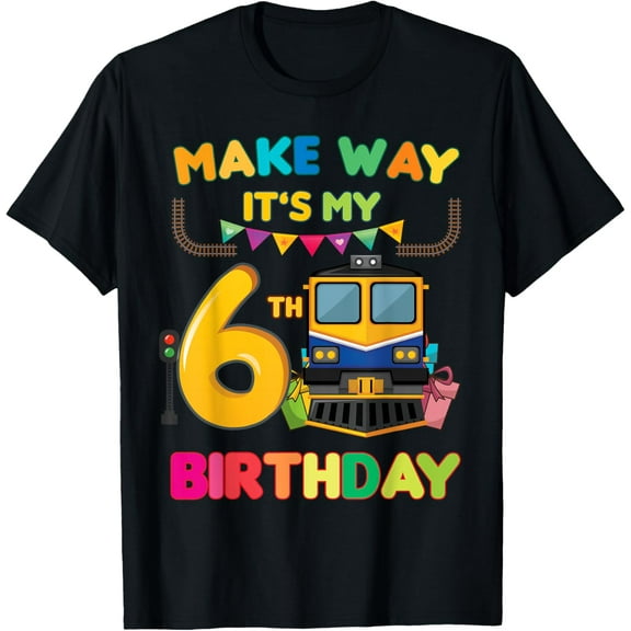 Exquisite and comfortable-Out of my way it's my 6th birthday Train Party kids boy T-Shirt