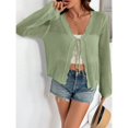 thumbnail image 4 of Women's Crochet Knit Cardigan Tie Front Long Sleeve Cropped Casual Sweater, 4 of 6