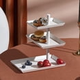 thumbnail image 5 of 3 Tier Cookie Fruit Cake Serving Platter Steel White L 24.7 x W 15.7 x H 25.7 cm, 5 of 5