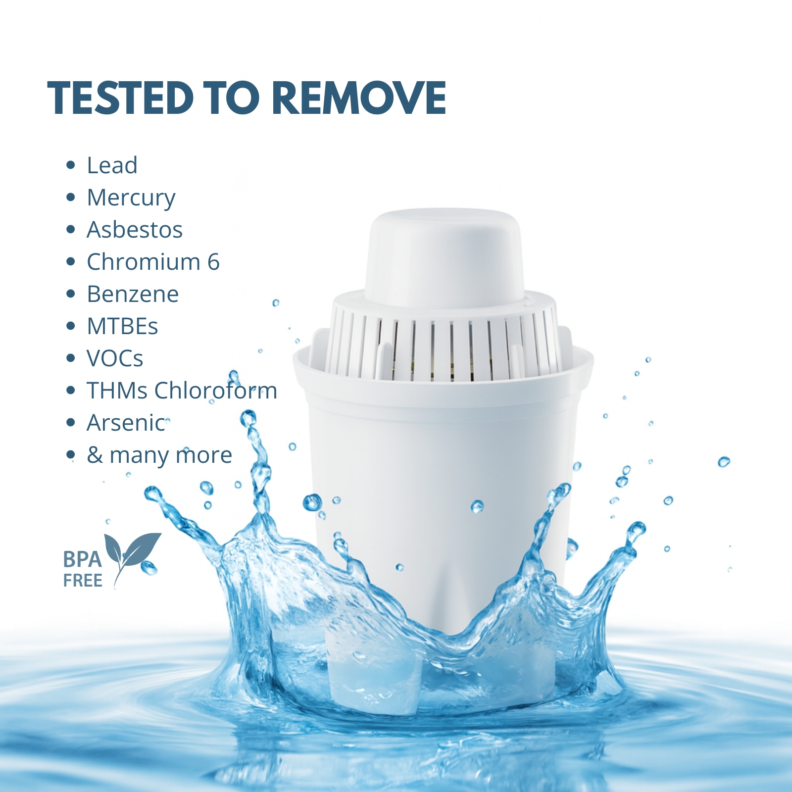 Nispira B15 Universal Water Filter Compatible with Brita Pitchers (Standard/Everyday/UltraMax), 45-Gallon (≈170 L) Capacity, Reduces Chlorine, Lead, Odor, Hardness & Limescale, BPA-Free, 9 Pack