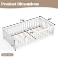 thumbnail image 4 of UHOMEPRO Twin Size Montessori Floor Bed with Door, Safety Guardrails & 7 Removable Slats, Low Profile Wood Floor Bed Frame for Kids, No Box Spring Needed, White, 4 of 9
