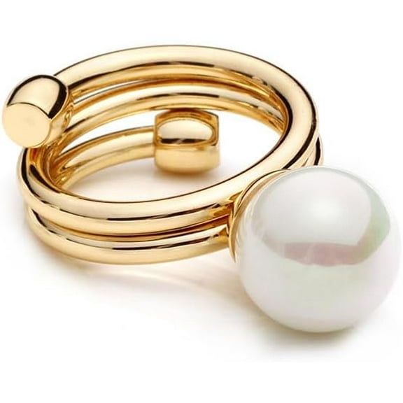 Shell Pearl Ball Silk Scarf Ring Brooch for Women Dainty Circle Layer Shawl Scarves Buckle Wrap Clasp Clip Rings Size 7 Brooches Fashion Dress Accessories Wedding Holiday Jewelry