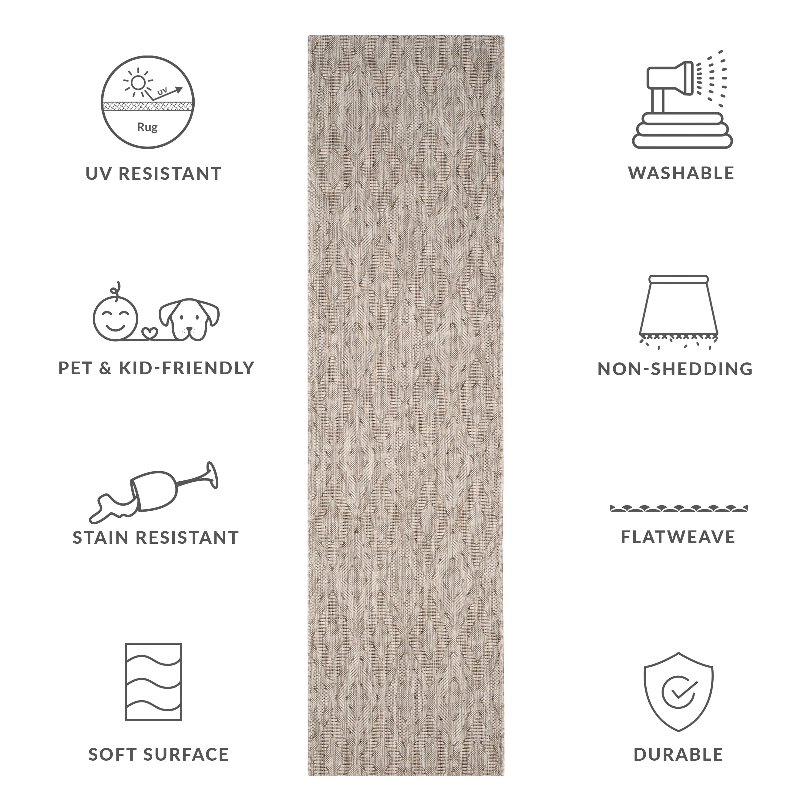 Safavieh Courtyard Teodor Geometric Indoor/Outdoor Runner Rug, Beige, 2'3" x 6'7"