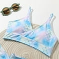 thumbnail image 5 of GYRATEDREAM 8-12T Girls' 3 Piece Set Floral Print Bikini Swimsuit Cute Ruched Bathing Suit with Beach Skirt, Size 8-9 Years, 5 of 8