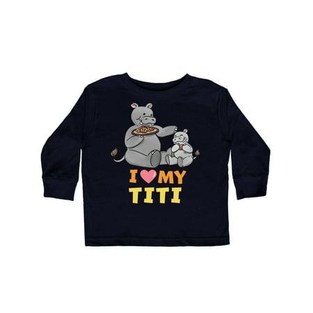

Inktastic I Love My Titi Hippos Gift Toddler Boy or Toddler Girl Long Sleeve T-Shirt