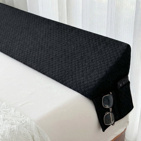 Mattress Wedge Pillow, Back Support Pillow for Reading, Bed Gap Filler to Fill the Space Between Bed End and Wall(Black)