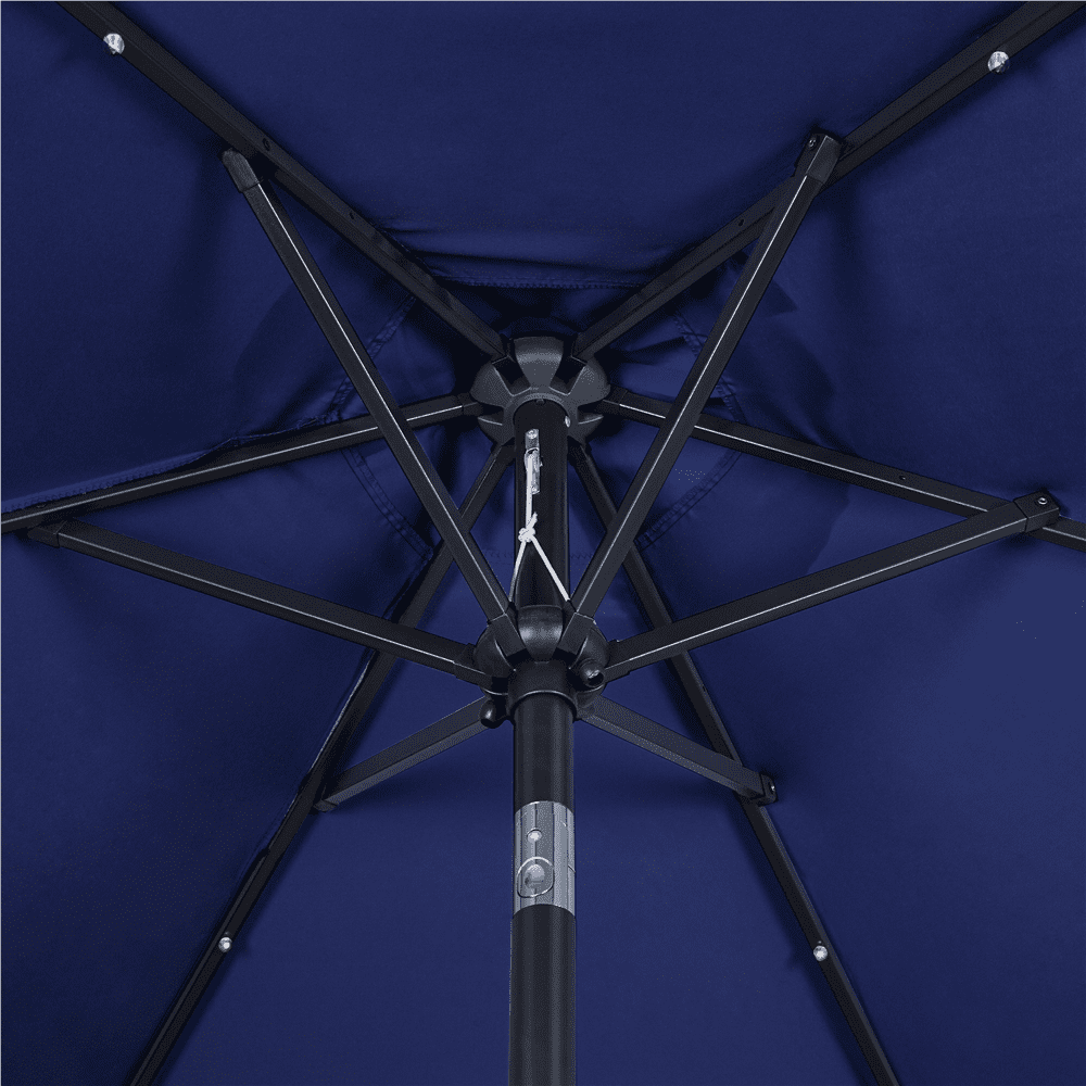 Renwick 7.5Ft Patio Market Umbrella with 18 LED Lights, Navy Blue