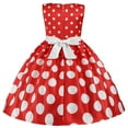 thumbnail image 5 of Girl's Vintage Dress 50s Retro Polka Special Occasion Dresses Sleeveless A-Line Flowy Kids Party Princess Dress Kids Dinner Dress 100, 5 of 6