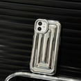thumbnail image 3 of for iPhone 11 Case 6.1 Inch, Cute 3D Striped Pattern Phone Case Soft Silicone Case for Women Girls Boys Luxury Plated Glossy Shockproof Air Cushion Back Cover, Silver, 3 of 8