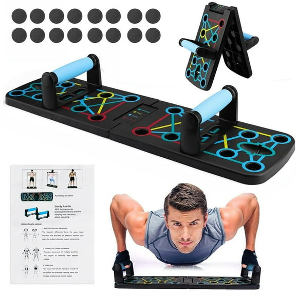 XMMSWDLA 15-in-1 Push Up Board - Foldable Multi-Functional Pushup Stands for Home Gym, Chest & Arm Strength Training with Non-Slip Handle, Portable Calisthenics Equipment for Men & Women