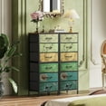 thumbnail image 4 of CZMDZH Tall Dresser for Bedroom, 6 Drawer Dressers & Chests of Drawers, Fabric Dresser for Closet, Living Room, Night Stand with Metal Frame, Storage Tower with Fabric Bins, Wood Top, Floral Painted, 4 of 18