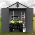 thumbnail image 2 of 6 x 8 FT Plastic Outdoor Storage Shed with Floor, Resin Shed with Lockable Door for Garden, Backyard, Tool Storage Use, Easy to Install, Black+Grey, 2 of 8