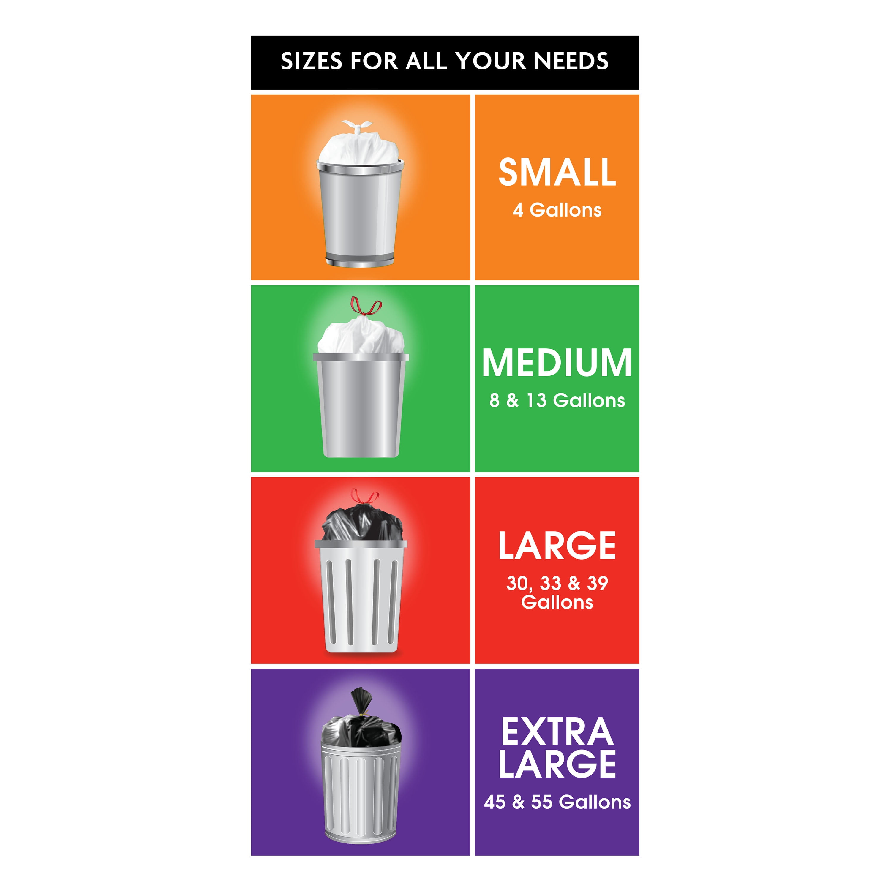 Great Value 13-Gallon Drawstring Tall Kitchen Trash Bags, Unscented, 40 Count