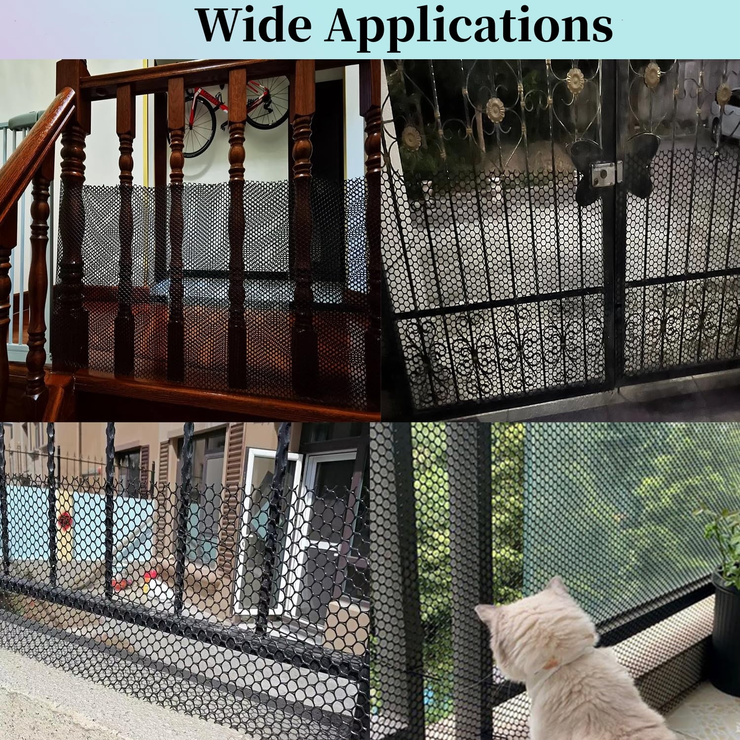 Plastic Chicken Wire Fencing, MODANU 15.7" x 16.4' Chicken Wire Mesh,Poultry Netting, Poultry Fence, Chicken Wire for Crafts, Plastic Garden Fencing, Floral Chicken Wire, Black