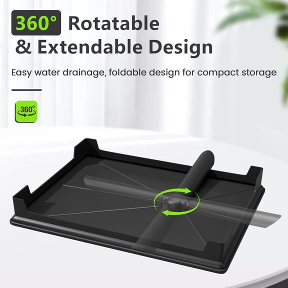 2-Tier Foldable Dish Drying Rack with Drainboard, Stainless Steel Large Capacity Kitchen Counter Organizer with Cup Holder, Utensil & Cutting Board Storage, No Assembly Required, Black