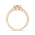 thumbnail image 2 of Angara Natural 0.4 Ct. Aquamarine with Diamond Side Stone Ring in 14K Rose Gold for Women (Ring Size: 7.5), 2 of 10