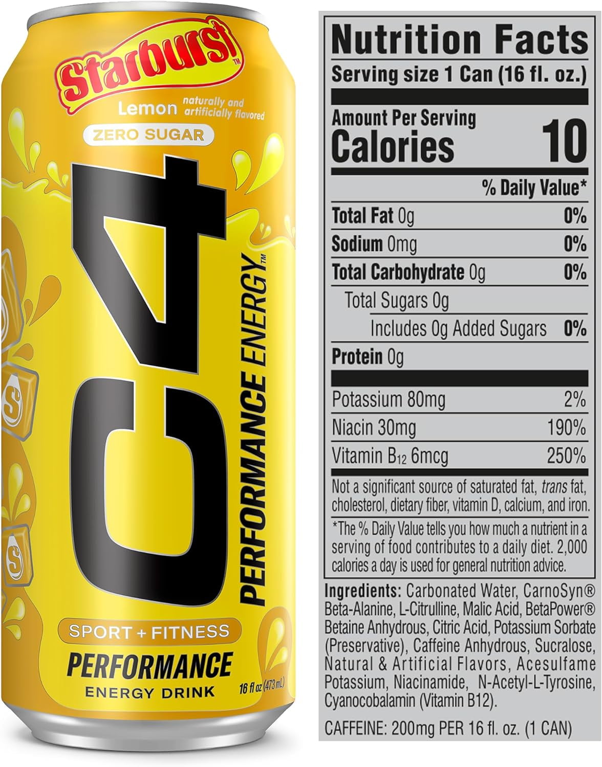 Cellucor C4 Energy Drink 16oz (12-Pack) - Strawberry Watermelon Ice -  Sugar-Free, No Artificial Colors 