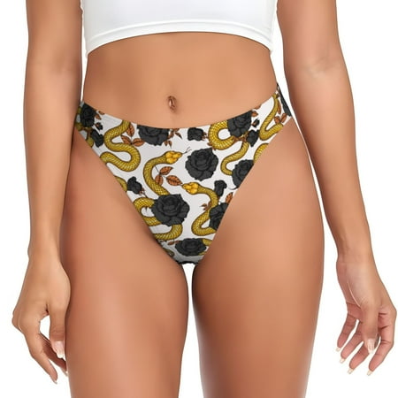 Sigee Snake And Rose for Women s G-String Panty  Low Rise  Soft Lace Perfect for Everyday Wear or Special Occasions-Large