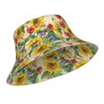 thumbnail image 3 of PAYOHTO Sunflower Cornflower Poppy Beige Bucket Hats for Women Men, Beach Summer Outdoor Fisherman Hat for Boy Girl, 3 of 8