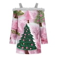 thumbnail image 4 of QIUOMBBP Womens Christmas Cold Shoulder Tops Long Sleeve Oversized Fleece Neck T-Shirt Cute Xmas Print Tunic Pullover, Pink, XXL, 4 of 6
