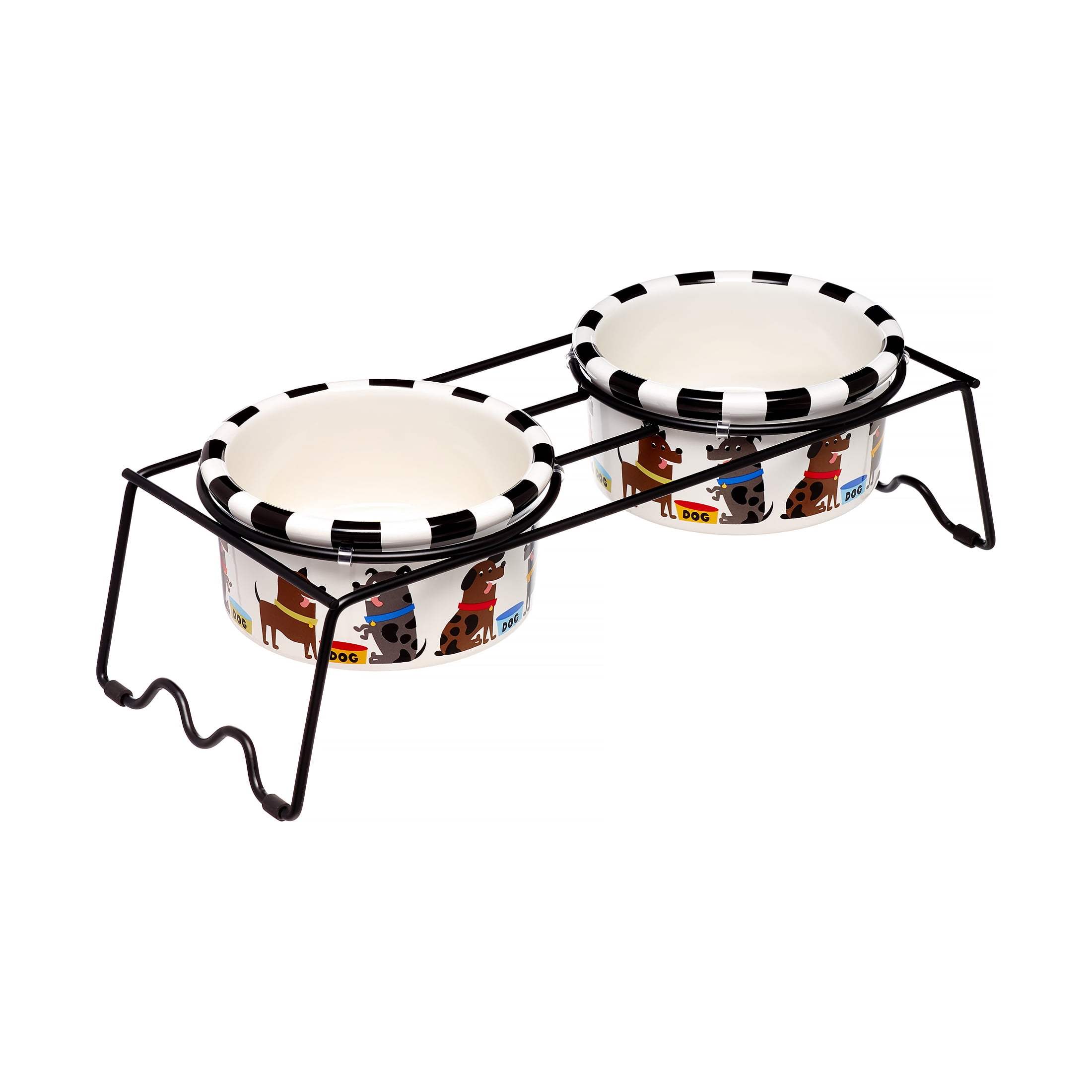 Pooch/Whiskers Small Dog Bowls with Dual Bowl Stand