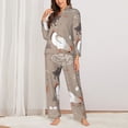 thumbnail image 3 of Kll Chicken Print Women'S Long Sleeve Pajamas With Pants Sleepwear Loungewear 2 Set-Large, 3 of 9