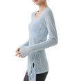 thumbnail image 2 of Camiseta Deportiva de Larga para Mujer, Cuello Redondo, Corte Ajustado, Ideal para Yoga y Otras Actividades Al Aire Libre Azul L, 2 of 8