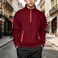 thumbnail image 2 of Boys and Toddlers' Midweight Polar Fleece Quarter-Zip Pullover Jacket, Long Sleeve Warmth Mock Neck Youth Sweatshirt Winter Clothes for Kids Years 5-15 Red, 2 of 8