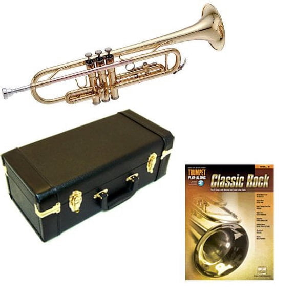 Classic Rock Bb Student Trumpet Pack - Includes Trumpet w/Case & Accessories & Classic Rock Play Along Book