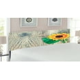 thumbnail image 2 of Sunflower Headboard, Sunflower on Wooden Old Board Bouquet Floral Mother Earth Photo, Upholstered Decorative Metal Bed Headboard with Memory Foam, King Size, Brown Green Yellow, by Ambesonne, 2 of 4