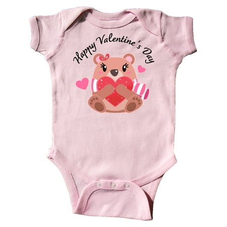 

Inktastic Happy Valentine s Day- cute bear Gift Baby Boy or Baby Girl Bodysuit