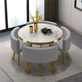thumbnail image 4 of Marble Round 80cm Dining Tables Set 4 Chairs Modern Center Wood Table Luxury White Muebles Para El Hogar Apartment Furniture My Lux Decor Round, 4 of 24