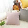thumbnail image 7 of REGALWOVEN Velvet Pillow Cover with Pompoms for Sofa Bed 2PCS Pale Pink 18x18Inch, 7 of 7